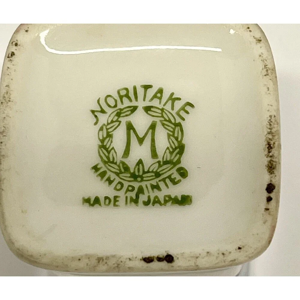 Mini Vintage Noritake Japan Luster Condiment Set Salt Pepper Mustard on Tray